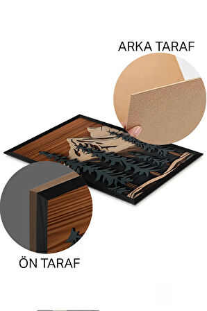 3 Parça Siyah Çerçeve Görünümlü MDF Poster Tablo Seti - Set 9