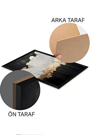 3 Parça Siyah Çerçeve Görünümlü MDF Poster Tablo Seti - Set 11