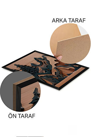 3 Parça Siyah Çerçeve Görünümlü MDF Poster Tablo Seti - Set 12