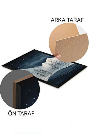 3 Parça Siyah Çerçeve Görünümlü MDF Poster Tablo Seti - Set 14