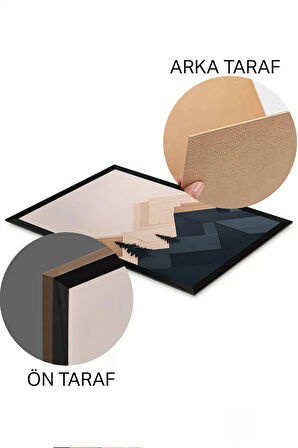 3 Parça Siyah Çerçeve Görünümlü MDF Poster Tablo Seti - Set 15