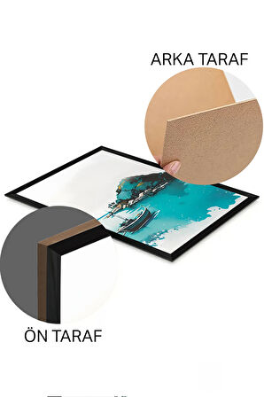 3 Parça Siyah Çerçeve Görünümlü MDF Poster Tablo Seti - Set 18