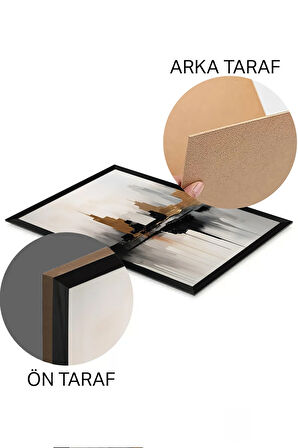 3 Parça Siyah Çerçeve Görünümlü MDF Poster Tablo Seti - Set 19