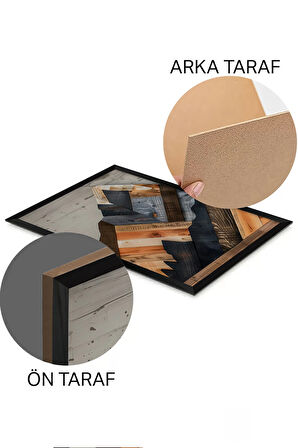 3 Parça Siyah Çerçeve Görünümlü MDF Poster Tablo Seti - Set 21