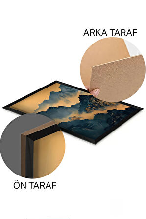 3 Parça Siyah Çerçeve Görünümlü MDF Poster Tablo Seti - Set 23