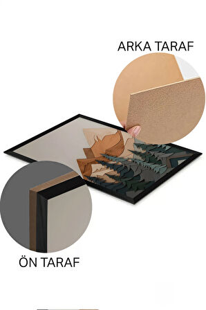 3 Parça Siyah Çerçeve Görünümlü MDF Poster Tablo Seti - Set 24