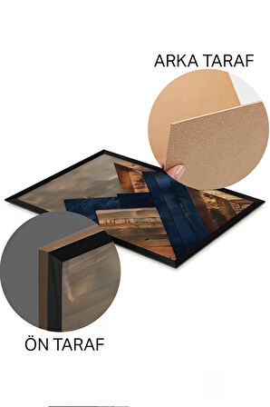 3 Parça Siyah Çerçeve Görünümlü MDF Poster Tablo Seti - Set 26