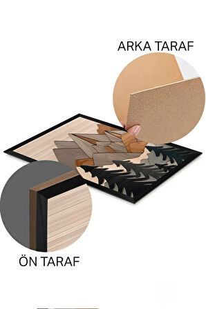 3 Parça Siyah Çerçeve Görünümlü MDF Poster Tablo Seti - Set 29