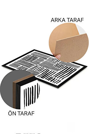3 Parça Siyah Çerçeve Görünümlü MDF Poster Tablo Seti - Set 33
