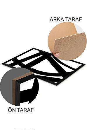3 Parça Siyah Çerçeve Görünümlü MDF Poster Tablo Seti - Set 35