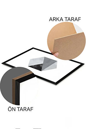 3 Parça Siyah Çerçeve Görünümlü MDF Poster Tablo Seti - Set 37