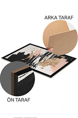 3 Parça Siyah Çerçeve Görünümlü MDF Poster Tablo Seti - Set 40