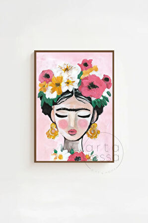 3 Parça Kahverengi Gerçek Ahşap Çerçeveli Tablo Seti - Model 7