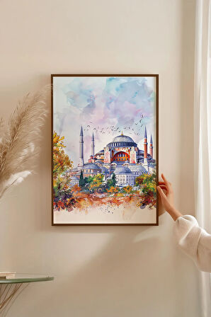 Tek Parça Kahverengi Gerçek Ahşap Çerçeveli Tablo Seti - Model 1