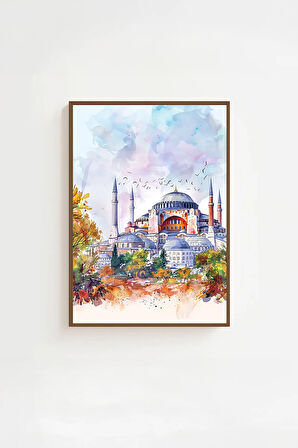 Tek Parça Kahverengi Gerçek Ahşap Çerçeveli Tablo Seti - Model 1