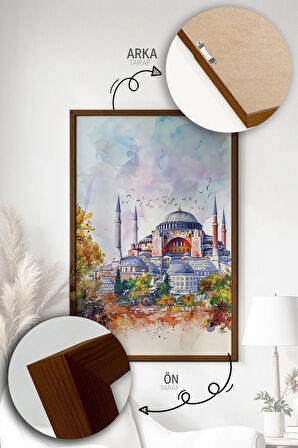 Tek Parça Kahverengi Gerçek Ahşap Çerçeveli Tablo Seti - Model 1