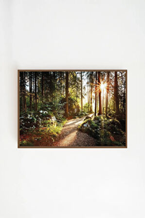 Tek Parça Kahverengi Gerçek Ahşap Çerçeveli Tablo Seti - Model 4