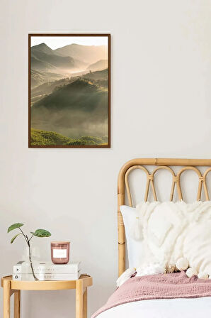 Tek Parça Kahverengi Gerçek Ahşap Çerçeveli Tablo Seti - Model 5