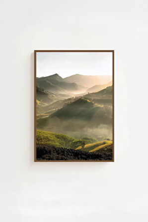 Tek Parça Kahverengi Gerçek Ahşap Çerçeveli Tablo Seti - Model 5