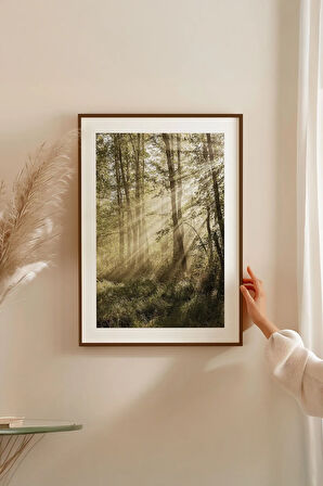 Tek Parça Kahverengi Gerçek Ahşap Çerçeveli Tablo Seti - Model 7