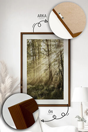 Tek Parça Kahverengi Gerçek Ahşap Çerçeveli Tablo Seti - Model 7
