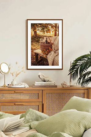 Tek Parça Kahverengi Gerçek Ahşap Çerçeveli Tablo Seti - Model 12