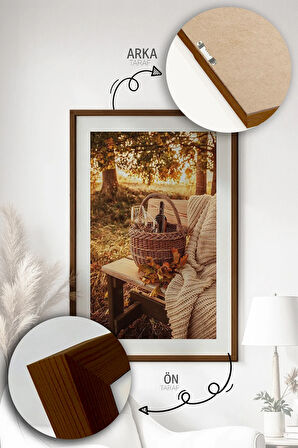Tek Parça Kahverengi Gerçek Ahşap Çerçeveli Tablo Seti - Model 12