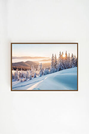 Tek Parça Kahverengi Gerçek Ahşap Çerçeveli Tablo Seti - Model 18