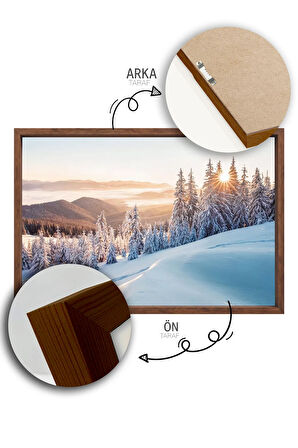 Tek Parça Kahverengi Gerçek Ahşap Çerçeveli Tablo Seti - Model 18