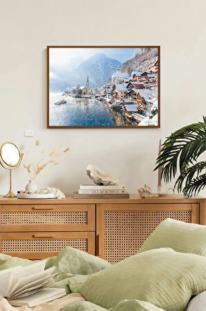 Tek Parça Kahverengi Gerçek Ahşap Çerçeveli Tablo Seti - Model 19