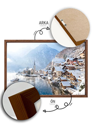 Tek Parça Kahverengi Gerçek Ahşap Çerçeveli Tablo Seti - Model 19