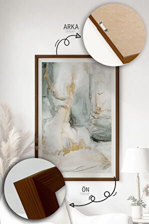 Tek Parça Kahverengi Gerçek Ahşap Çerçeveli Tablo Seti - Model 23