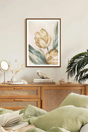 Tek Parça Kahverengi Gerçek Ahşap Çerçeveli Tablo Seti - Model 24