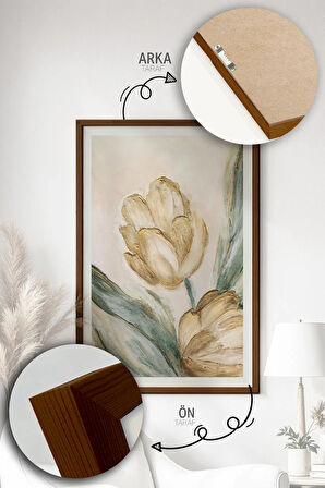 Tek Parça Kahverengi Gerçek Ahşap Çerçeveli Tablo Seti - Model 24