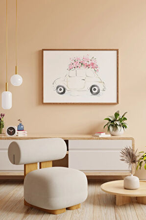 Tek Parça Kahverengi Gerçek Ahşap Çerçeveli Tablo Seti - Model 27