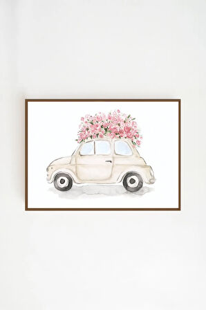 Tek Parça Kahverengi Gerçek Ahşap Çerçeveli Tablo Seti - Model 27