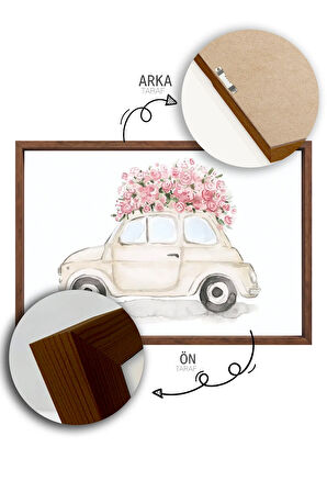 Tek Parça Kahverengi Gerçek Ahşap Çerçeveli Tablo Seti - Model 27