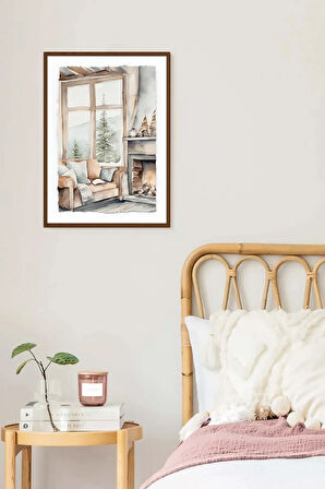 Tek Parça Kahverengi Gerçek Ahşap Çerçeveli Tablo Seti - Model 28