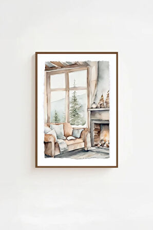 Tek Parça Kahverengi Gerçek Ahşap Çerçeveli Tablo Seti - Model 28