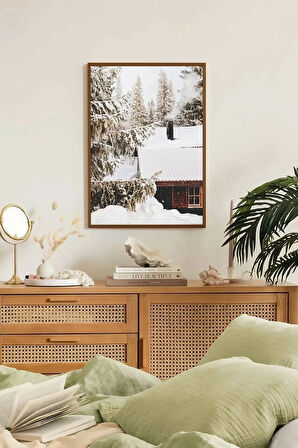 Tek Parça Kahverengi Gerçek Ahşap Çerçeveli Tablo Seti - Model 30