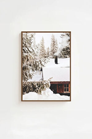 Tek Parça Kahverengi Gerçek Ahşap Çerçeveli Tablo Seti - Model 30