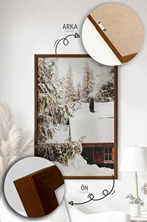 Tek Parça Kahverengi Gerçek Ahşap Çerçeveli Tablo Seti - Model 30