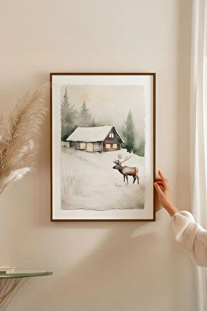 Tek Parça Kahverengi Gerçek Ahşap Çerçeveli Tablo Seti - Model 35