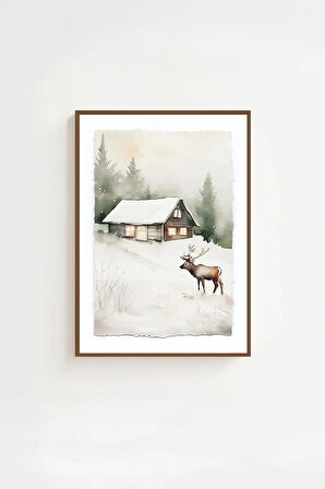 Tek Parça Kahverengi Gerçek Ahşap Çerçeveli Tablo Seti - Model 35