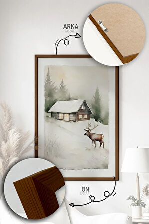 Tek Parça Kahverengi Gerçek Ahşap Çerçeveli Tablo Seti - Model 35