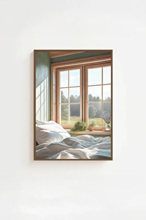 Tek Parça Kahverengi Gerçek Ahşap Çerçeveli Tablo Seti - Model 38