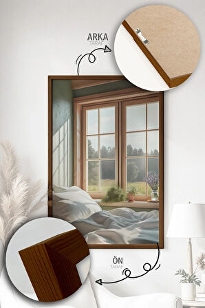 Tek Parça Kahverengi Gerçek Ahşap Çerçeveli Tablo Seti - Model 38