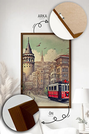 Tek Parça Kahverengi Gerçek Ahşap Çerçeveli Tablo Seti - Model 45