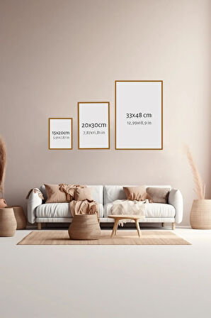 3 Parça Ahşap Çerçeve Görünümlü MDF Poster Tablo Seti - Set 131