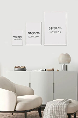 3 Parça Beyaz Çerçeve Görünümlü MDF Poster Tablo Seti - Set 01